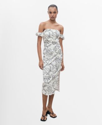 MANGO - Women's Strapless Floral Dress