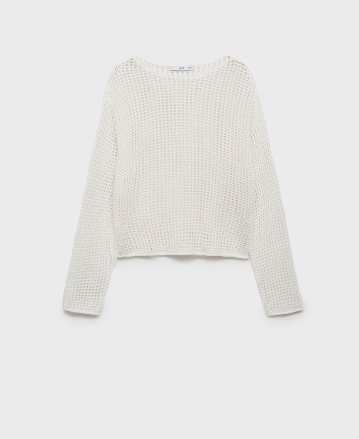 Mango Women's Long-sleeved Crochet Sweater In White