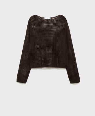 MANGO - Women's Long-Sleeved Crochet Sweater