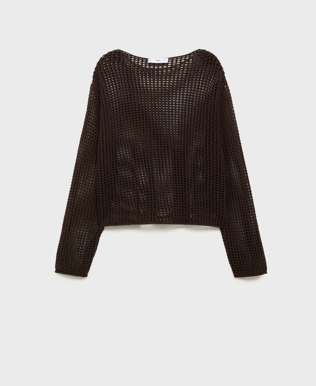 Mango Women's Long-sleeved Crochet Sweater In Brown