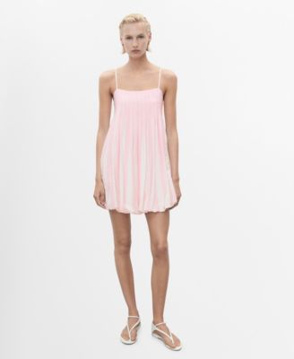 MANGO - Women's Short Striped Balloon Dress