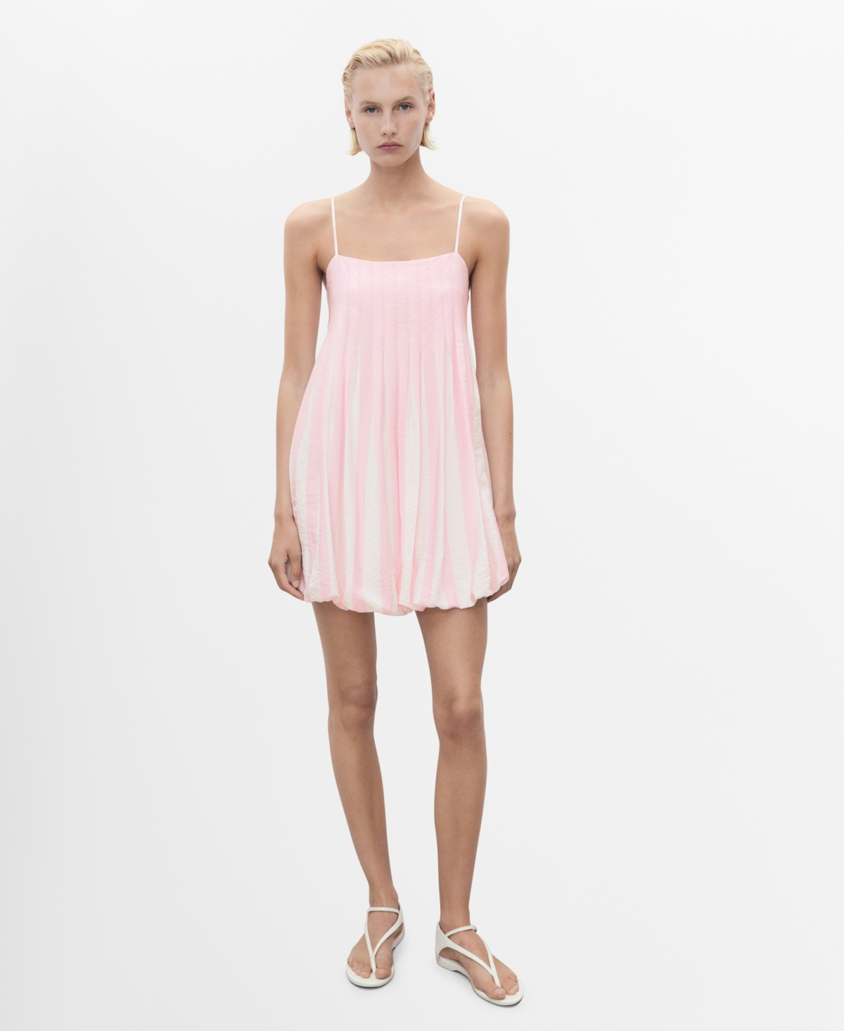 Mango Women's Short Striped Balloon Dress In Pink