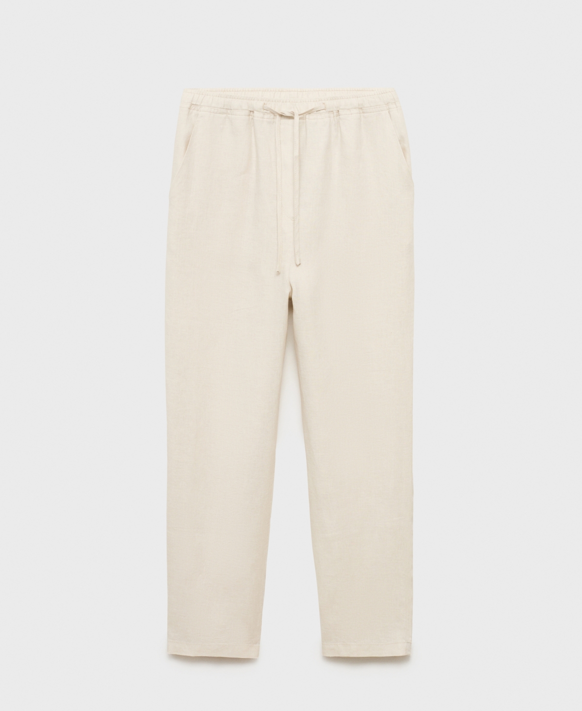 Mango Women's Drawstring Linen Pants In Gray