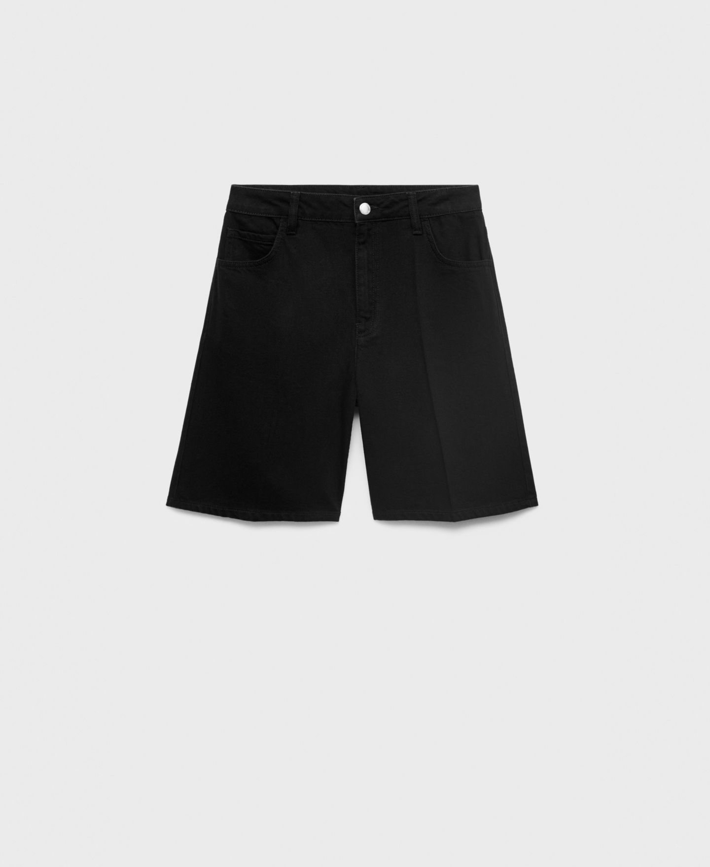 Женские шорты Mango High-Waisted Denim Bermuda, цвет: Чёрный джинсовый — фото 1