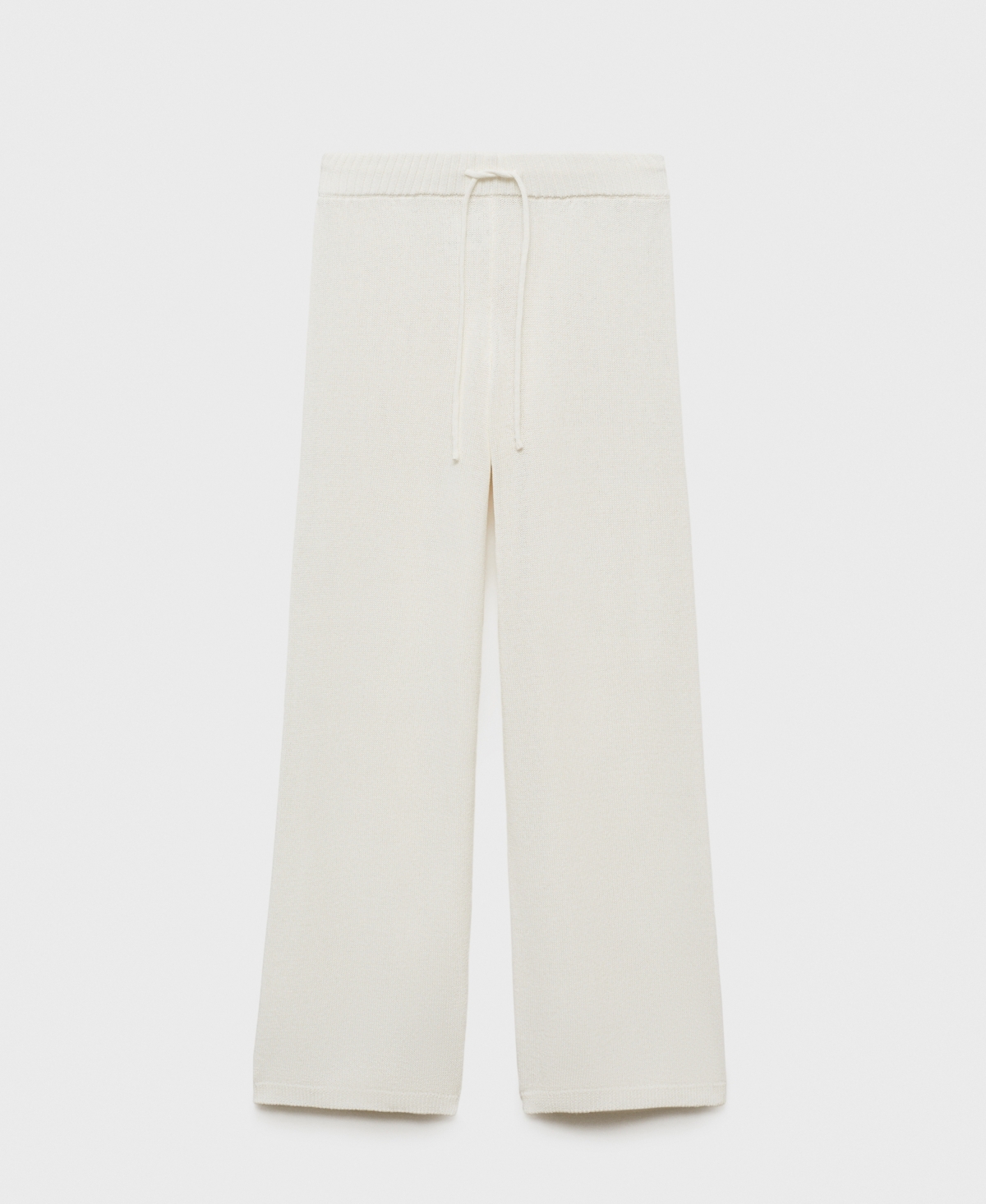Mango Knit Drawstring Pants In White