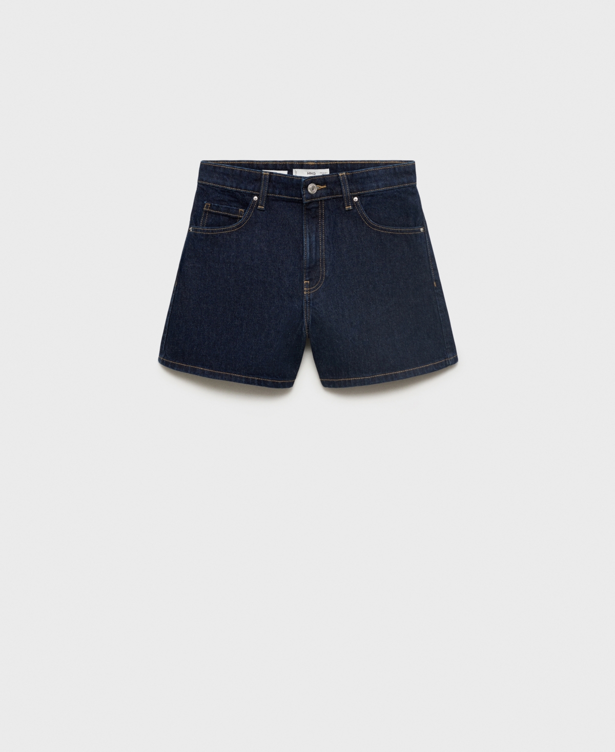 Mango High-waisted Straight-fit Denim Shorts Open Blue In Blue
