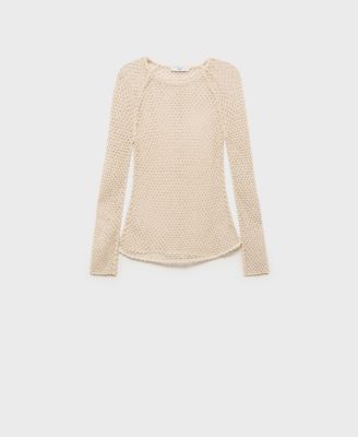 MANGO - Women's Long-Sleeved Crochet Sweater