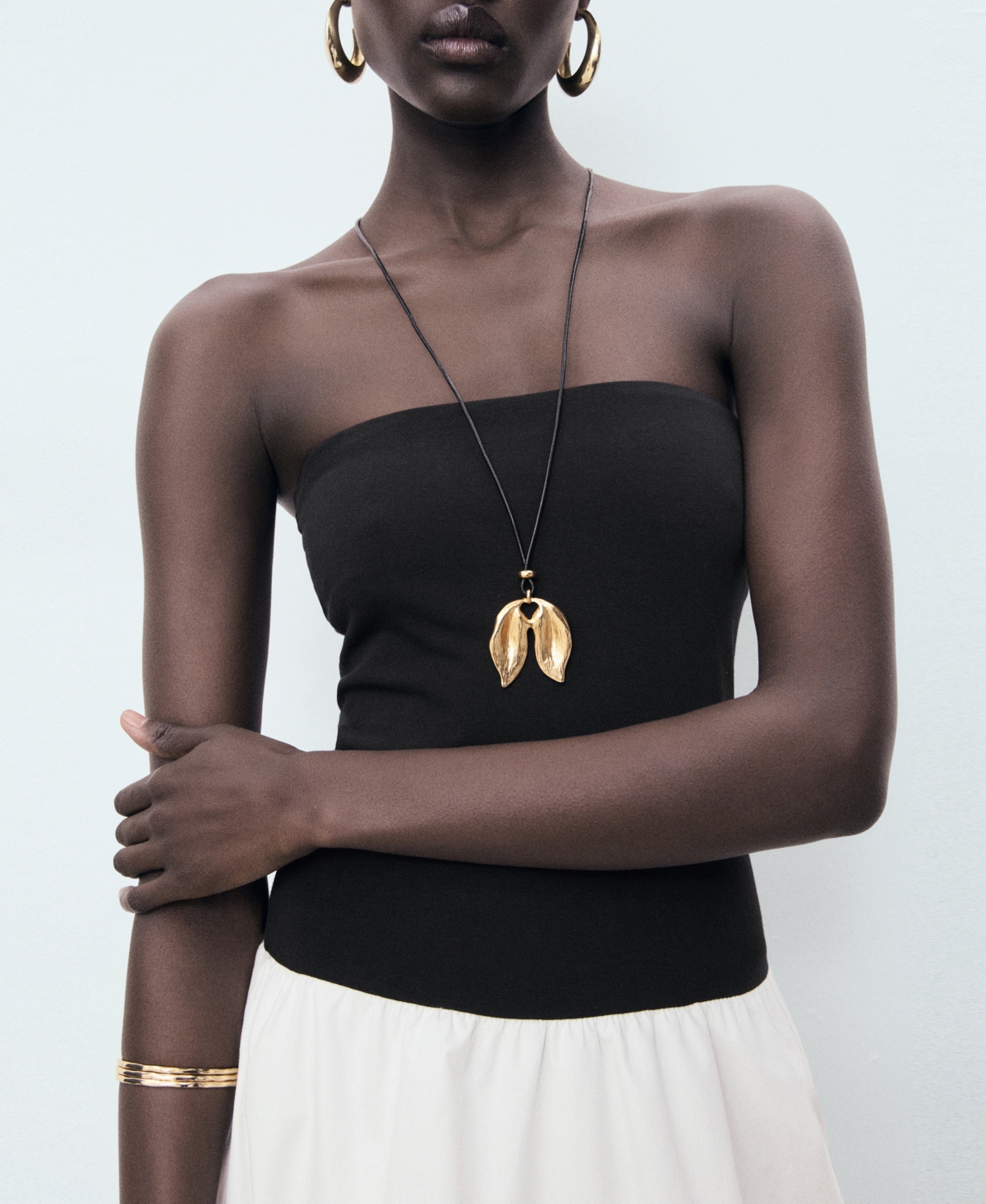Mango Balloon-effect Strapless Dress Black In Multi