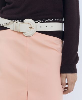 Women's Pleat Detail Cotton Midi Skirt