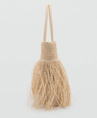 Women's Fringes Detail Natural Fiber Shoulder Bag