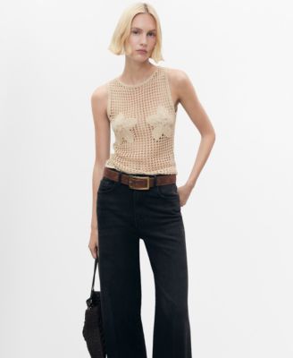 MANGO - Women's Embroidered Knit Top