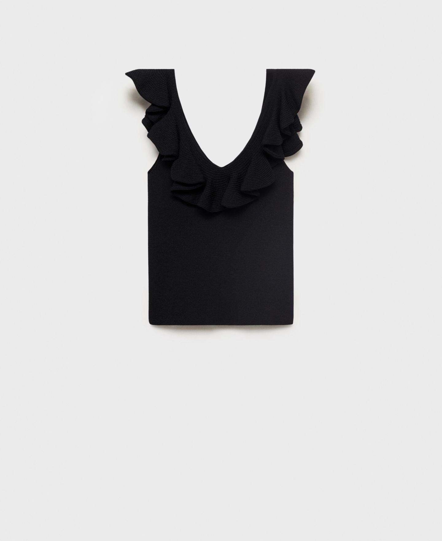 Женский топ Mango Ruffle Knit, цвет: Чёрный — фото 1
