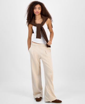 Hippie Rose - Juniors' Mid-Rise Pleat-Front Pants