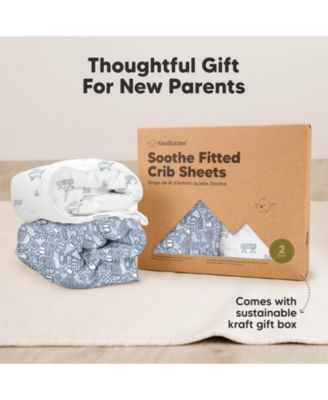 2pk Soothe Fitted Crib Sheets Neutral, Baby Crib Sheets, Fits Standard Nursery Baby Mattress