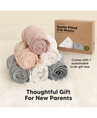 2pk Soothe Fitted Crib Sheets Neutral, Baby Crib Sheets, Fits Standard Nursery Baby Mattress