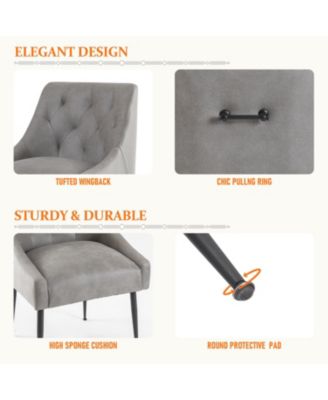 Modern Upholstered Dining Chairs Set of 4, Mid Century Kitchen Side Chairs with 5.12” Cushions and Back Pull Rod for Kitchen, Living Room