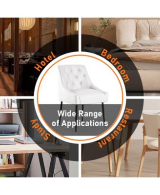 Modern Upholstered Dining Chairs Set of 2, Mid Century Kitchen Side Chairs with 5.12” Cushions and Back Pull Rod for Kitchen, Living Room