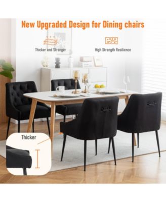 Modern Upholstered Dining Chairs Set of 6, Mid Century Kitchen Side Chairs with 5.12” Cushions and Back Pull Rod for Kitchen, Living Room