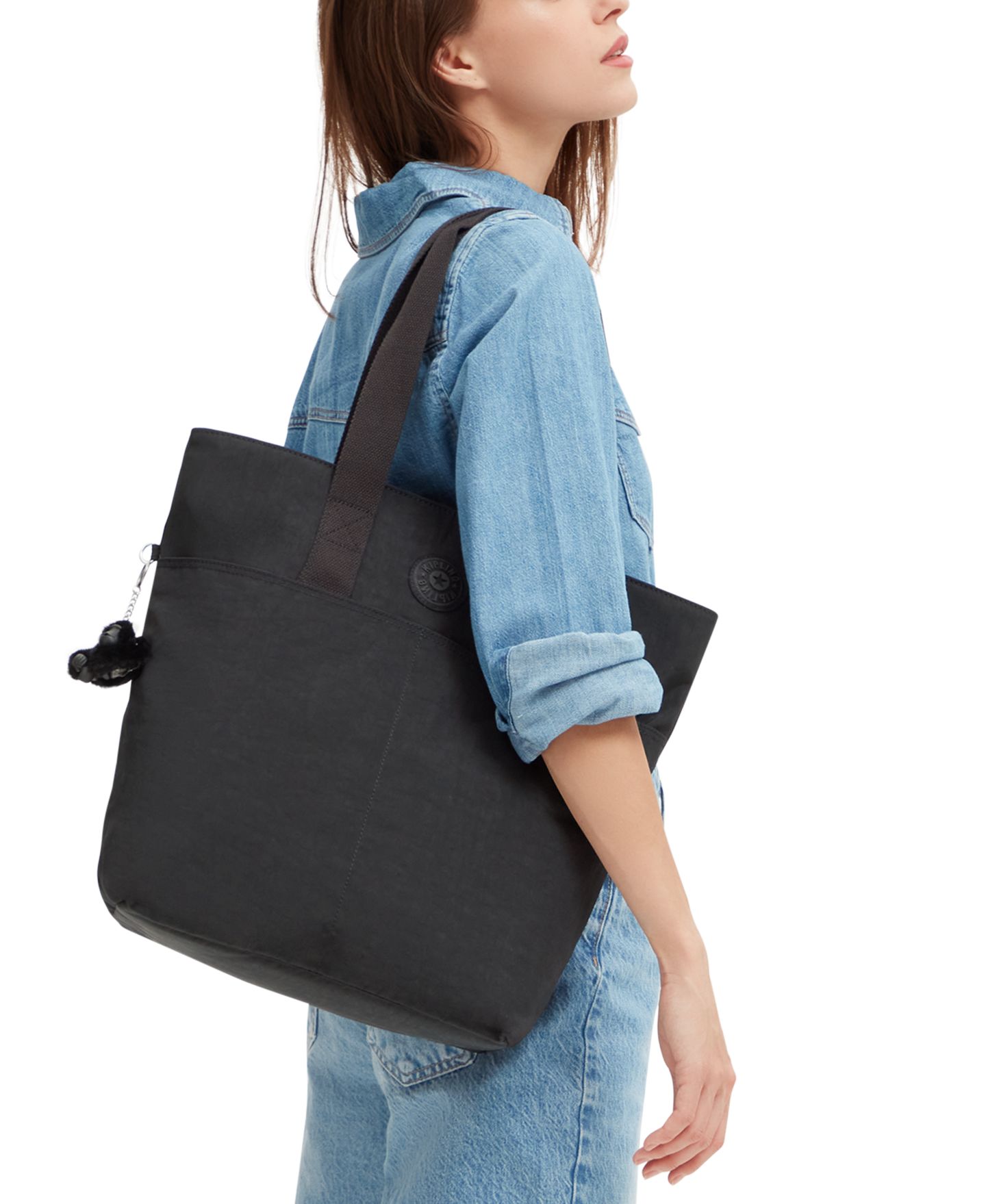 Женская сумка Kipling Hanifa 15" Large Laptop Tote Handbag, цвет: Чёрный — фото 6
