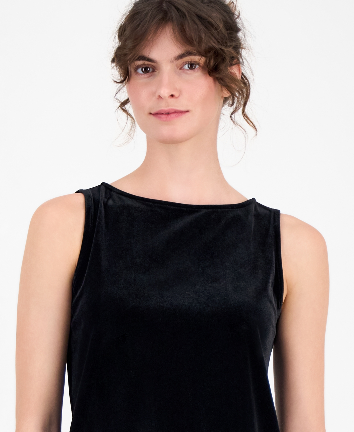 Anne Klein Women's Velour Boat-Neck Tank