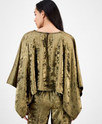 Petite Boat-Neck Dolman-Sleeve Cape Top