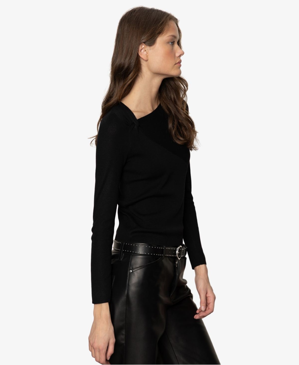 Sanctuary Twist Detail Knit Top In Black