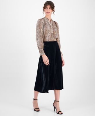 Anne Klein - Women's Velvet Midi Skirt