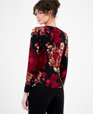 Women's Floral Cowl-Neck Top