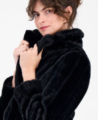Petite Faux-Fur Cropped Notch-Collar Jacket