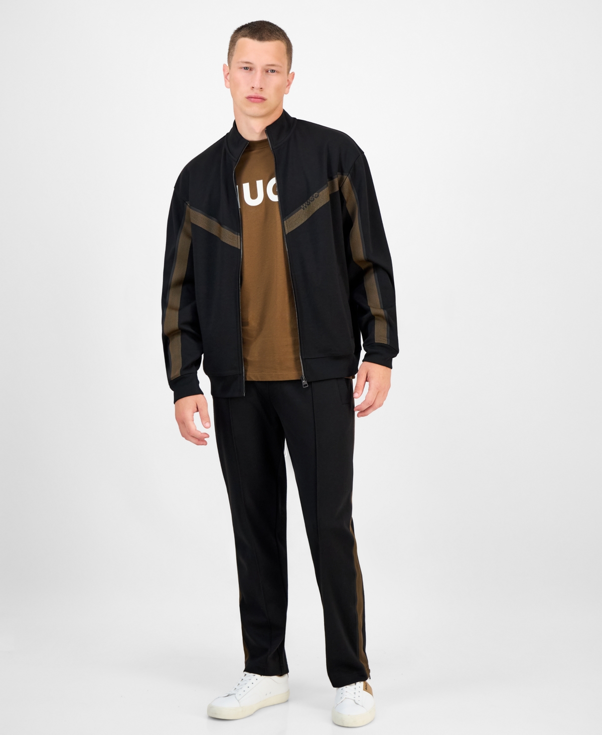 Hugo Boss High Collar Sweater Featuring Stripe Detail In Black