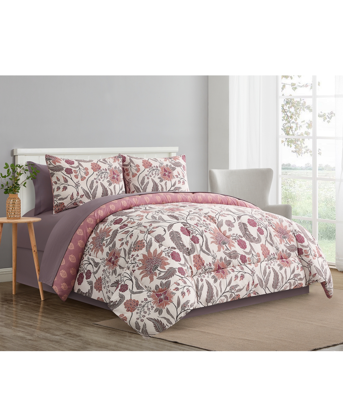 Highline Bedding Co. Giada Floral Reversible Comforter Set, Macy's Exclusive In Pink