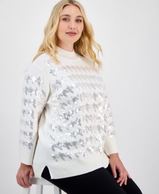 Women's Houndstooth Sequinned Sweater