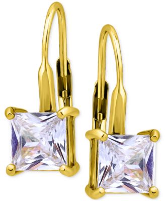 Giani Bernini - Cubic Zirconia Square Leverback Drop Earrings in 18k Gold-Plated Sterling Silver