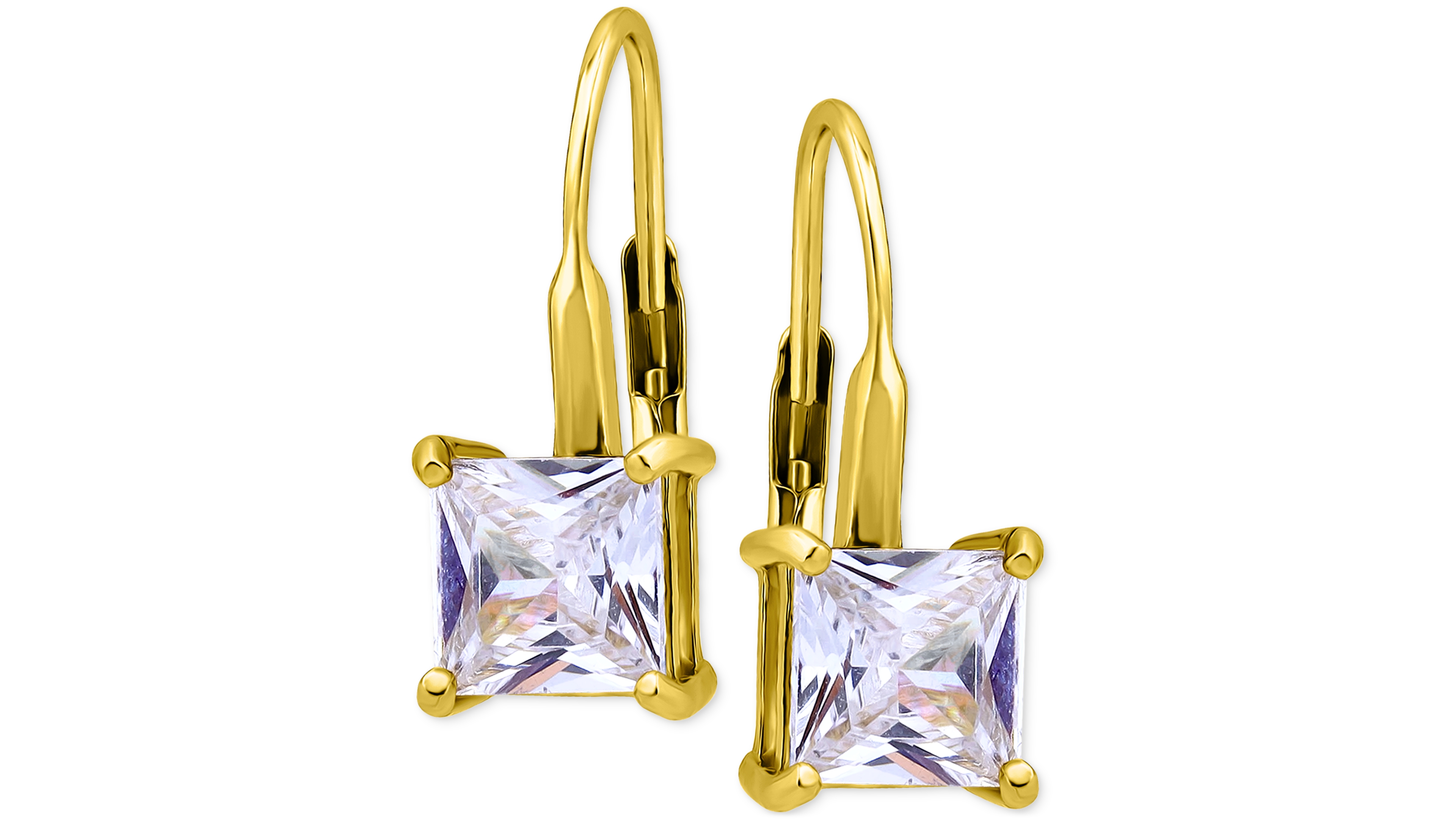 Giani Bernini Cubic Zirconia Square Leverback Drop Earrings 18k Gold-Plated Sterling Silver