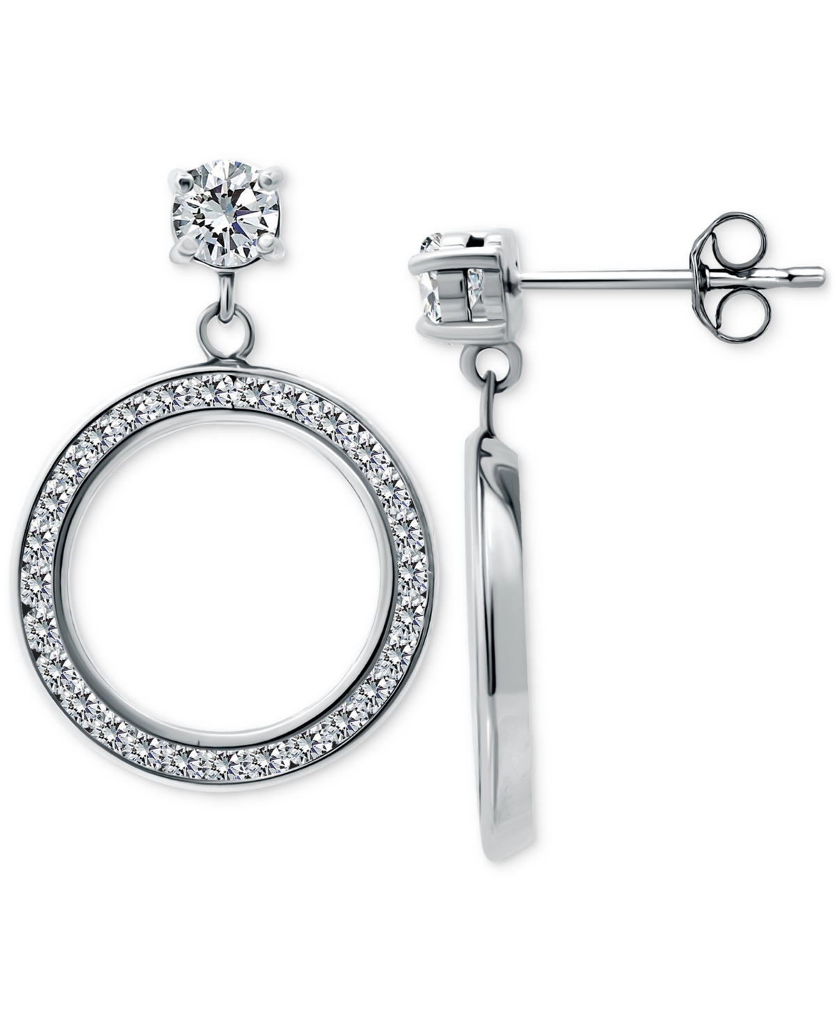 Giani Bernini Cubic Zirconia Doorknocker Drop Earrings In Sterling Silver, Exclusively At Macy's In Silver
