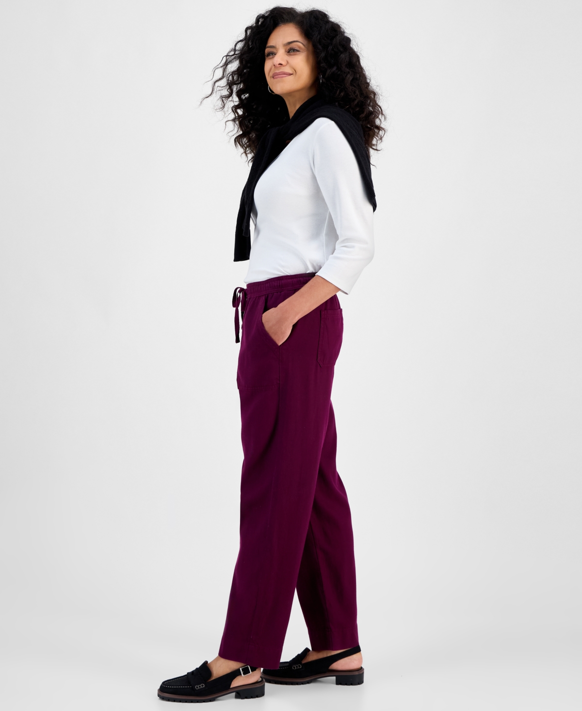 Style & Co Women's Pull On Utility Pants, Macy's Exclusive In Purple