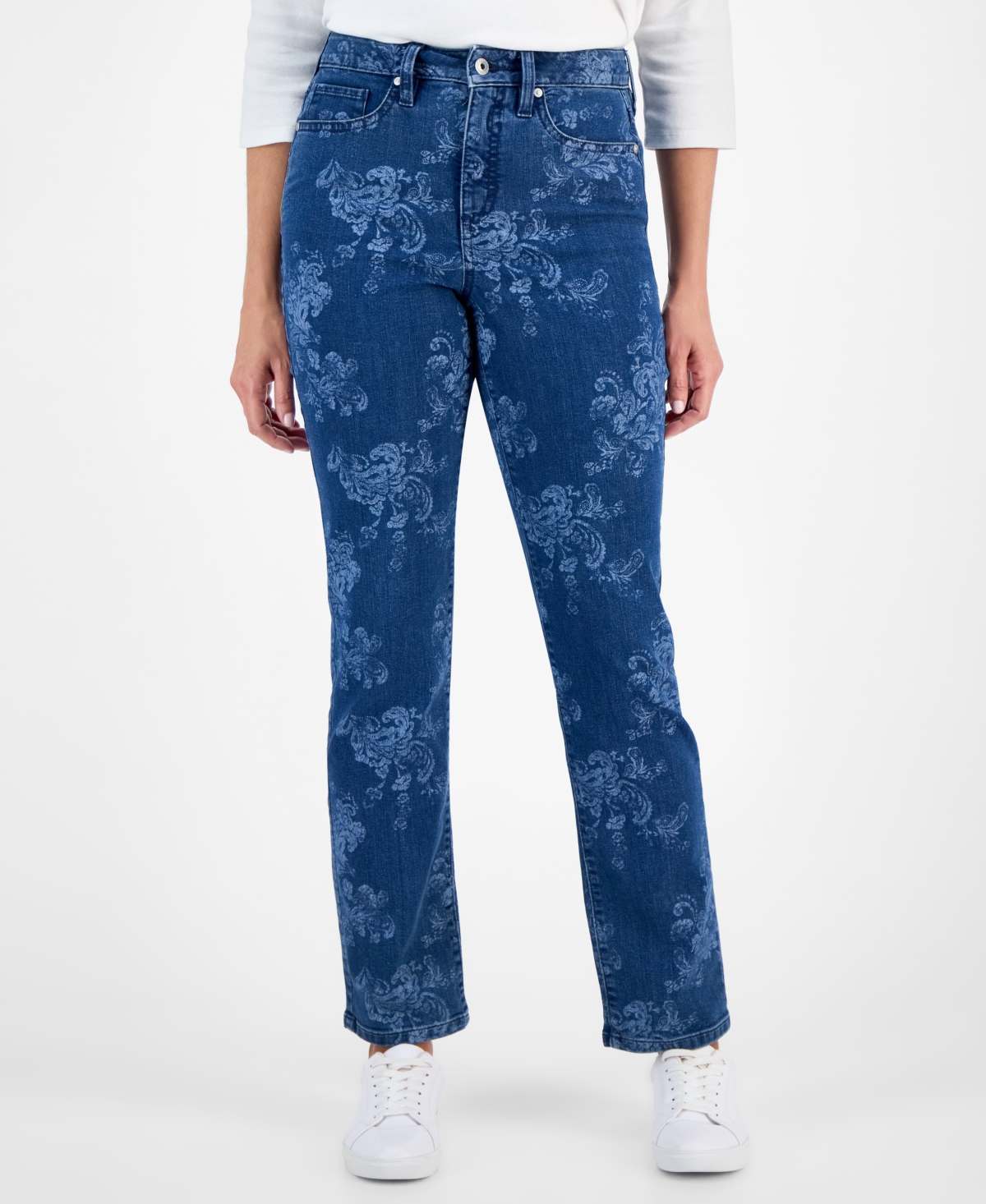 Style & Co Women's Printed Straight-Leg Jeans, Macy's Exclusive