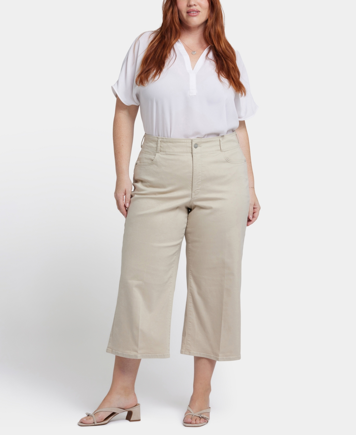 Plus Size Brigitte Wide Leg Capri Jeans - Clear Waters