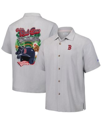 Tommy Bahama - Men's Gray Boston Red Sox Hit and Run Silk Camp Button-Up Shirt