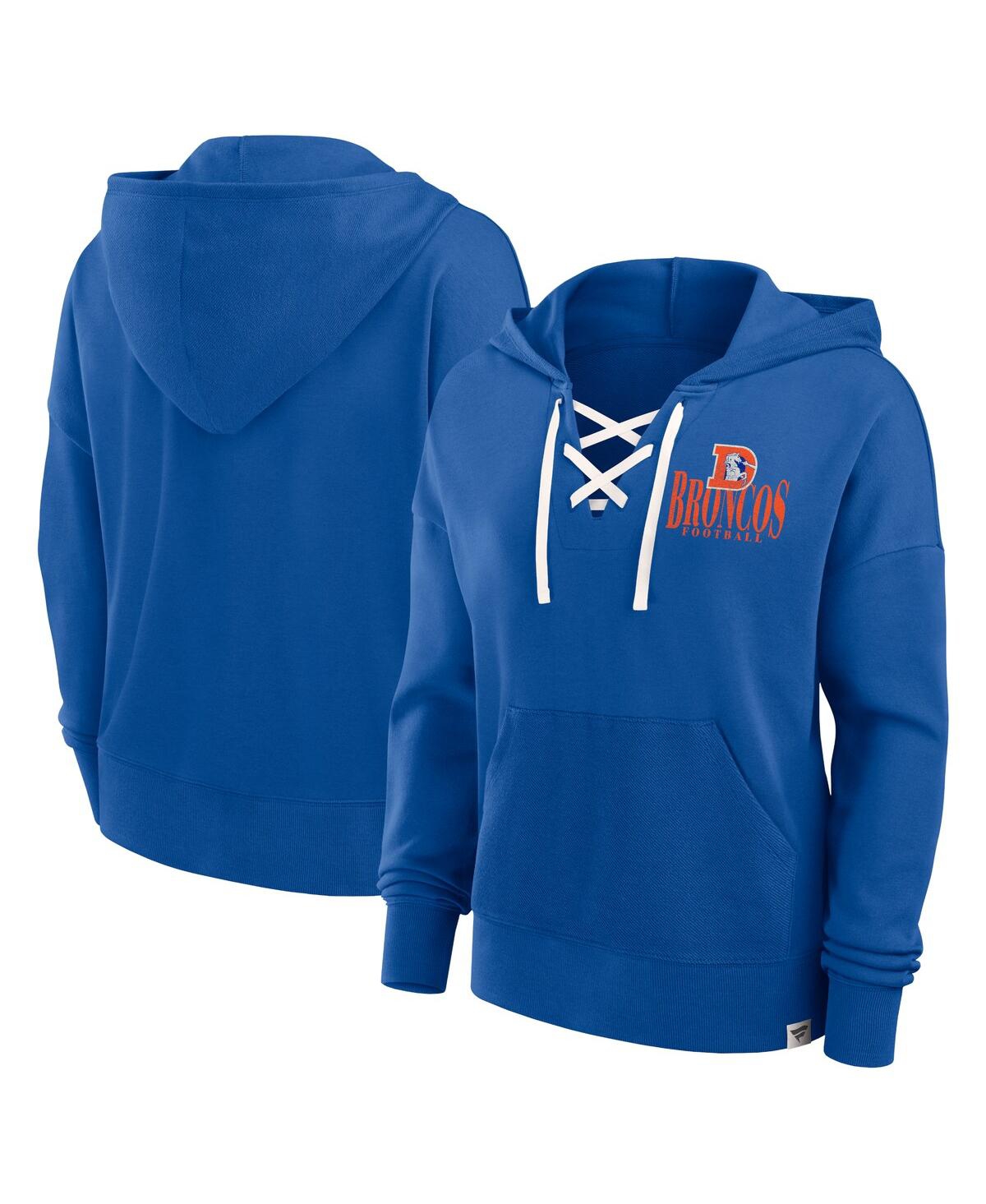Women's Royal Denver Broncos Blitz Left Lace-Up Pullover Hoodie - Royal