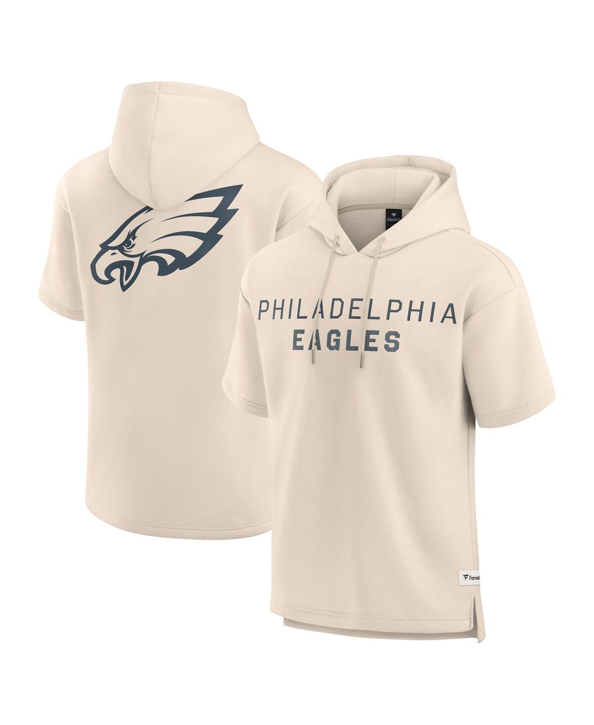 Men's Cream Philadelphia Eagles Elements Future Ground Lettering Short Sleeve Pullover Hoodie - Cream