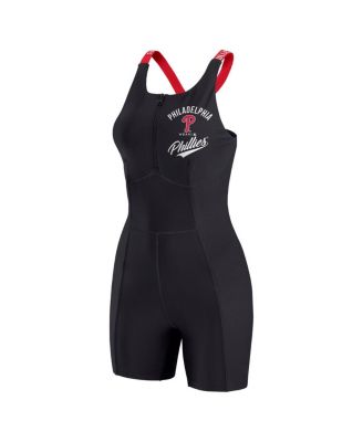 Women's Black Philadelphia Phillies Bodycon Quarter-Zip Romper