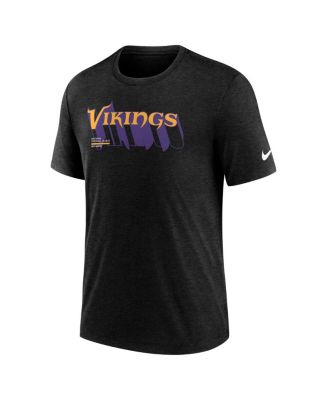 Men's Heather Black Minnesota Vikings Long Pass Tri-Blend T-Shirt
