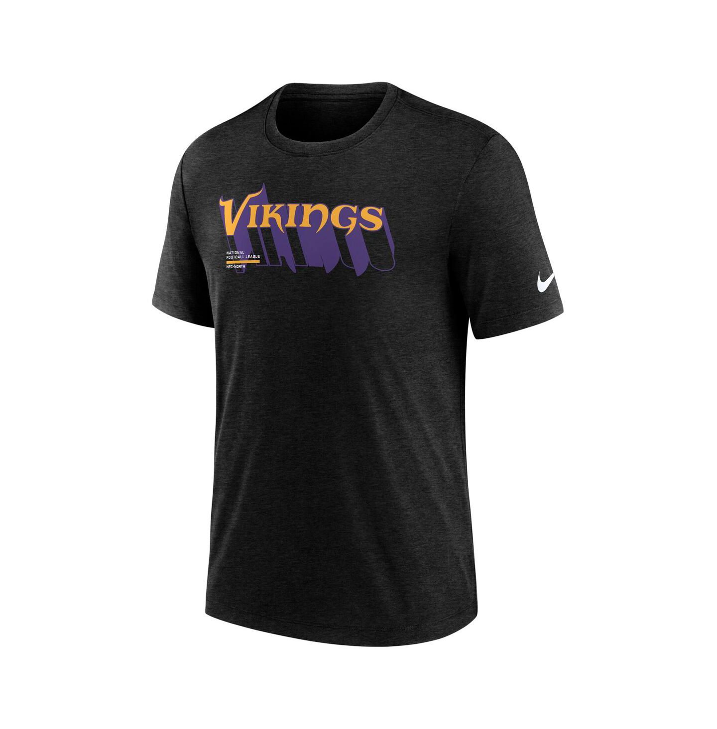 Мужская футболка Nike Heather Black Minnesota Vikings Long Pass Tri-Blend — фото 2