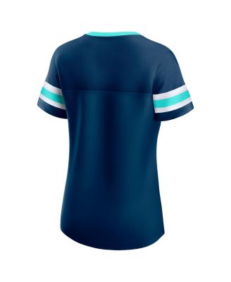 Women's Deep Sea Blue Seattle Kraken Iconic Athena Lace-Up T-Shirt