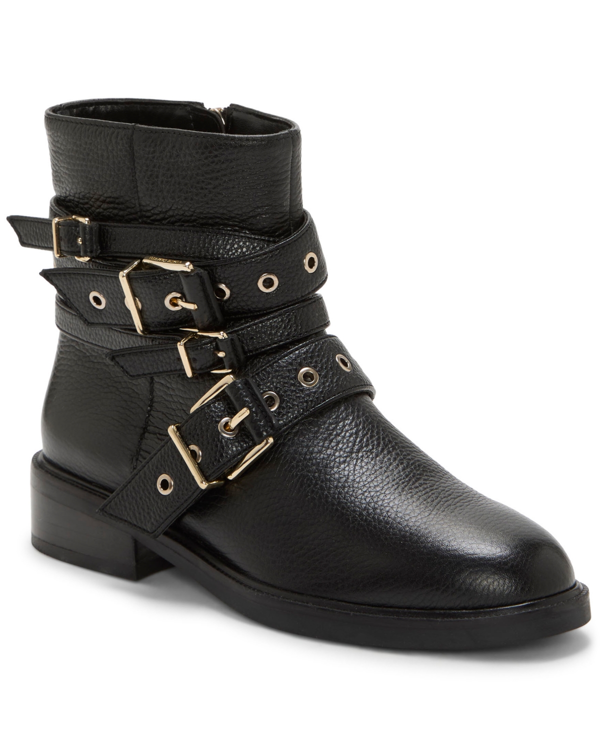 Vince Camuto Arielle Buckle Moto Boot In Black