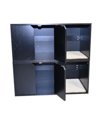 Black Cat Litter Box Enclosure Furniture with Scratch Pad