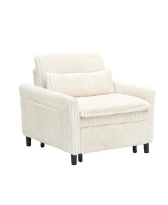 Beige Small Space Sofa Bed with Pillow