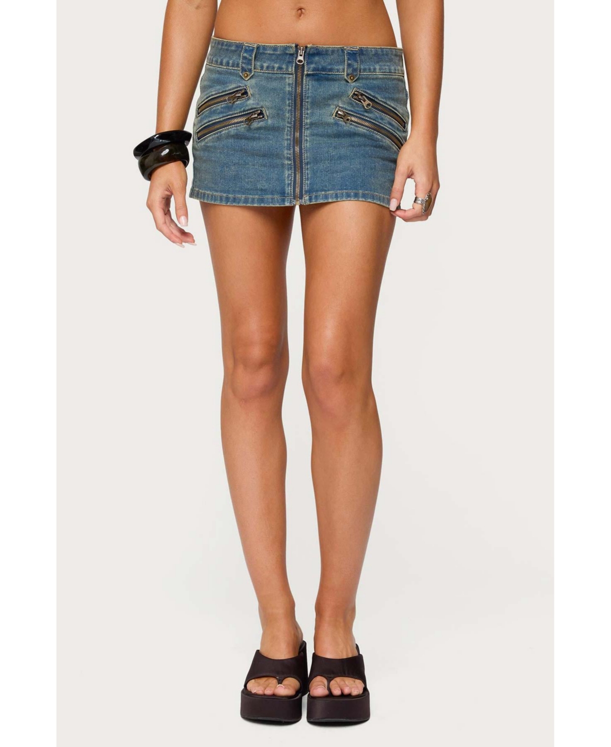 Women's Ronan Zip Up Denim Mini Skort - Blue-washed