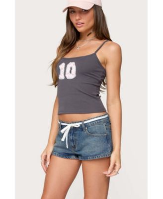 Womens 10 Floral Lacey Patch Tank Top